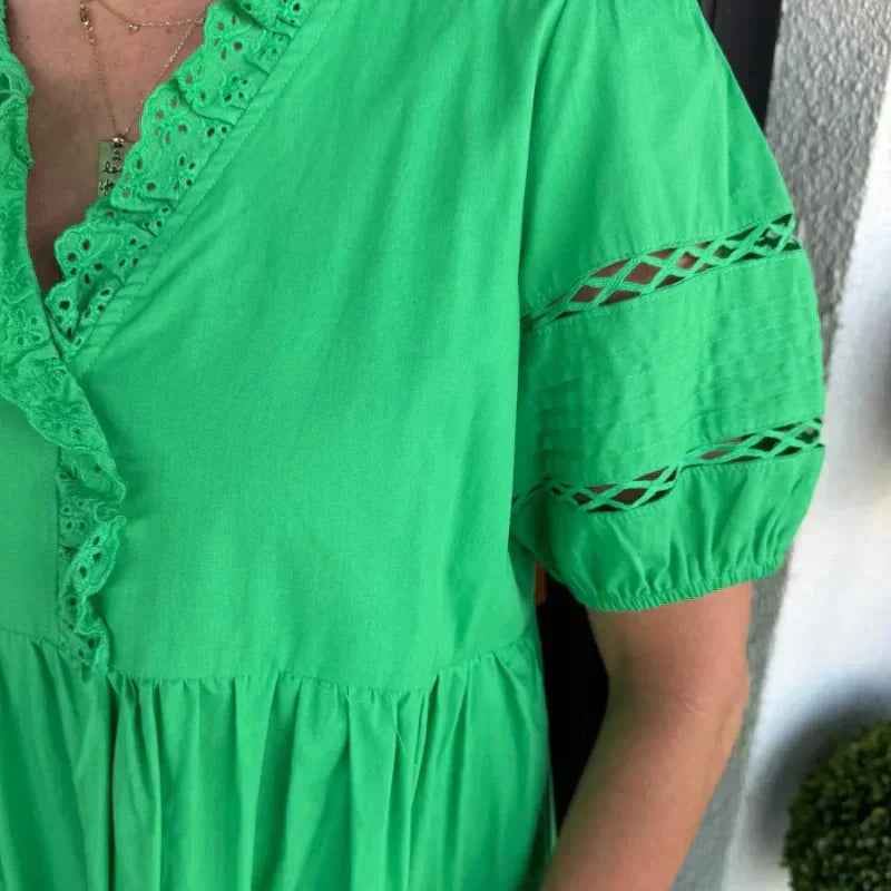🌸Elégante robe pour femme avec décolleté en V et manches bouffantes🌈