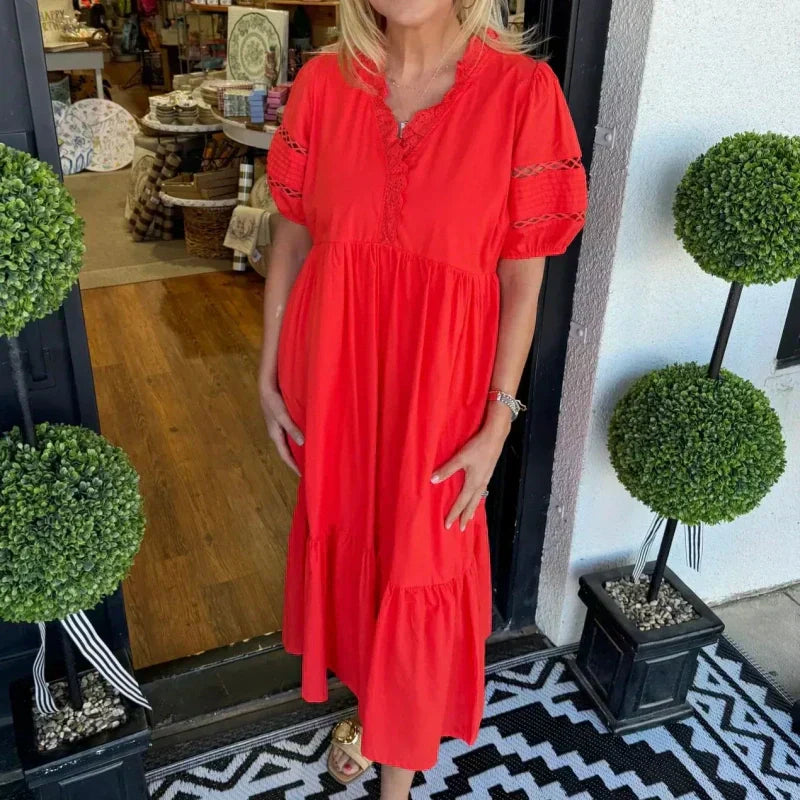 🌸Elégante robe pour femme avec décolleté en V et manches bouffantes🌈