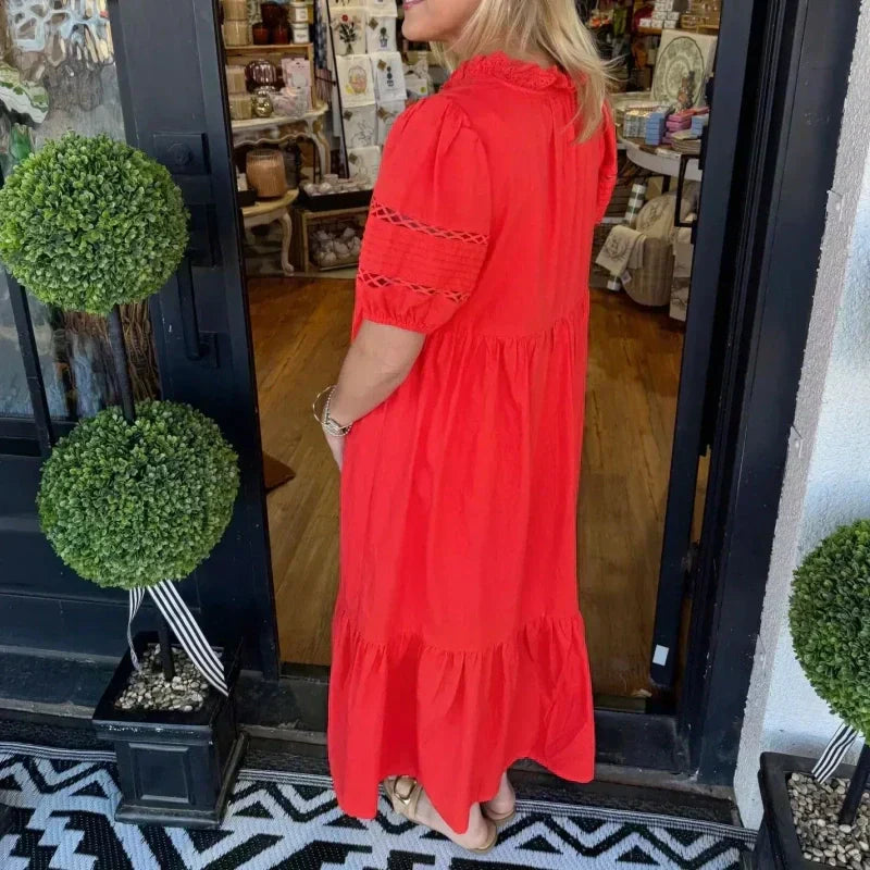 🌸Elégante robe pour femme avec décolleté en V et manches bouffantes🌈