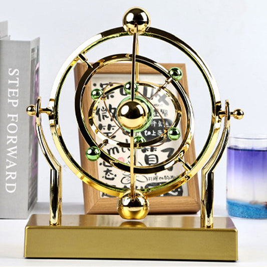 Pendule à mouvement perpétuel en orbite céleste – Décoration rotative créative pour la maison