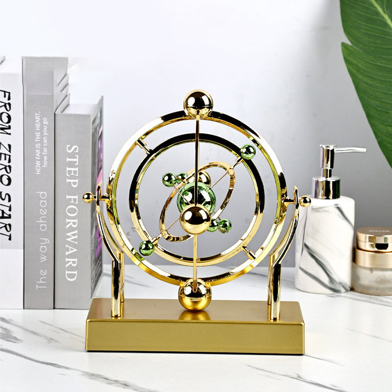Pendule à mouvement perpétuel en orbite céleste – Décoration rotative créative pour la maison