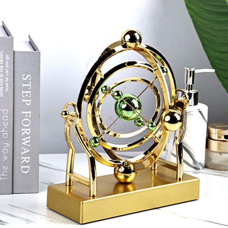 Pendule à mouvement perpétuel en orbite céleste – Décoration rotative créative pour la maison