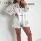 Ensemble short-chemise brodé léger et respirant pour femmes