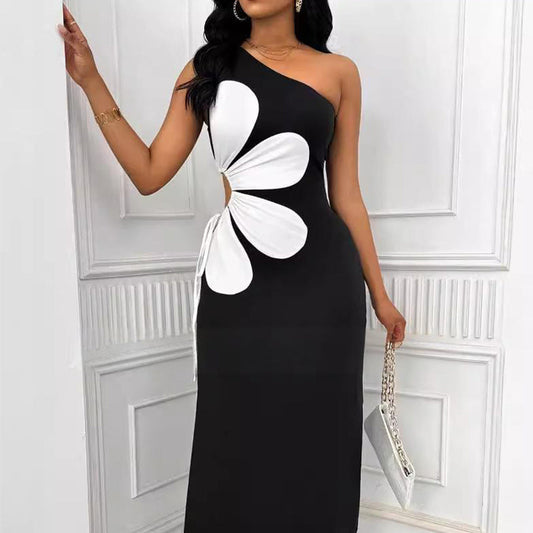 Robe asymétrique à imprimé floral