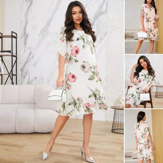 ⏳ Temps limité 50% de réduction ! 🌸👗Robe en mousseline de soie rouge avec pétales