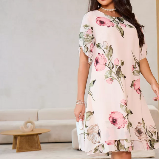 ⏳ Temps limité 50% de réduction ! 🌸👗Robe en mousseline de soie rouge avec pétales