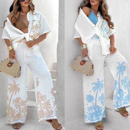 🌸💐Décontracté deux pièces pour femmes : Chemise à la coupe décontractée & pantalon🚀Livraison 24 heures après le paiement🚀