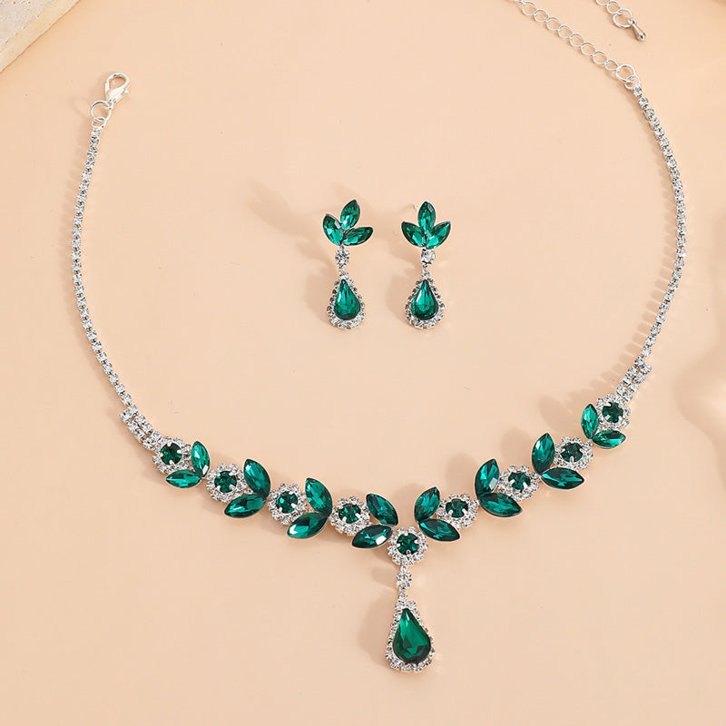 💎Collier et boucles d'oreilles élégants avec gouttes d'eau florales, ensemble de 2 pièces💕