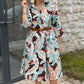 Robe colorée à manches 3/4 avec imprimé floral vintage et poches