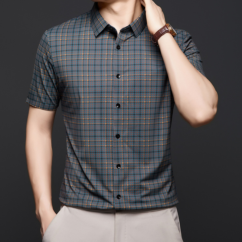 ✅2025 New 🎁 Chemise à manches courtes à carreaux pour hommes - à la mode et confortable