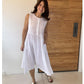 Couleur unie Col rond Robe sans manches à boutons