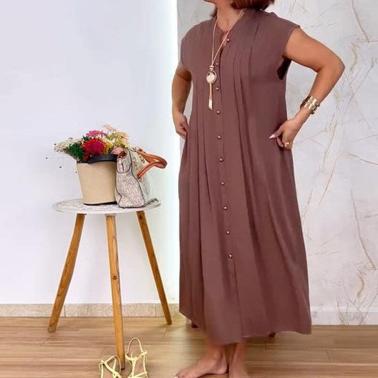 Robe à plis sans manches pour femmes, décontractée