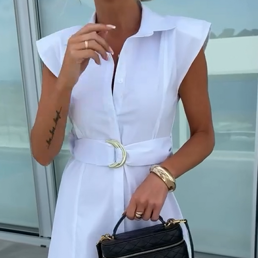 Robe élégante à col en V et ligne A pour femmes