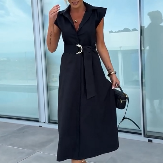 Robe élégante à col en V et ligne A pour femmes