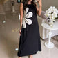 Robe élégante imprimée sans manches pour femme