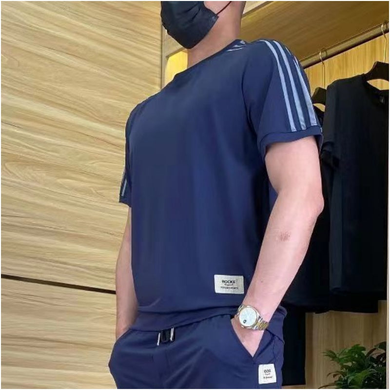 Ensemble 2 pièces - Top à manches courtes et pantalon de jogging extensible pour hommes
