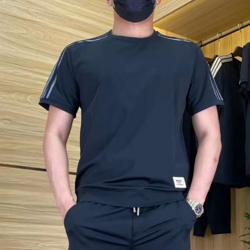 Ensemble 2 pièces - Top à manches courtes et pantalon de jogging extensible pour hommes
