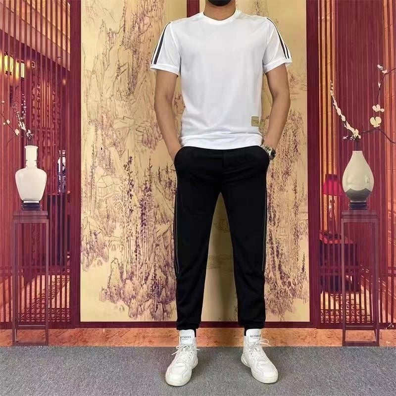Ensemble 2 pièces - Top à manches courtes et pantalon de jogging extensible pour hommes