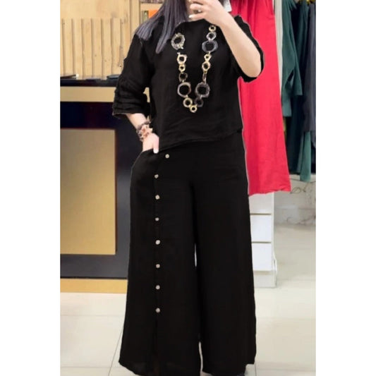 ❤️Ensemble deux pièces décontracté pour femmes : haut à manches sept-quarts et pantalon ample boutonné