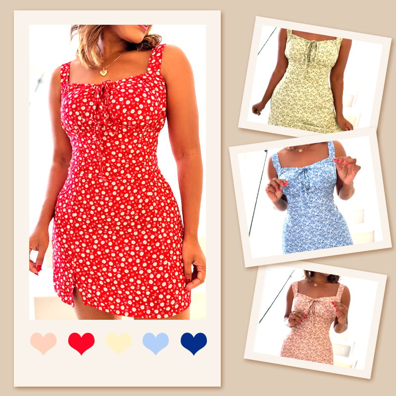 Floral Print Spaghetti Strap Mini Dress🔥Achetez-en 2 et obtenez 5% de réduction + livraison gratuite 🛫