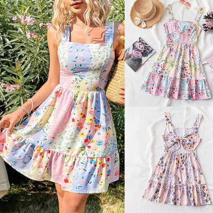 Mini-robe sans manches à imprimé floral