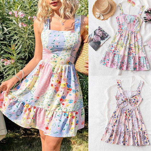Mini-robe sans manches à imprimé floral