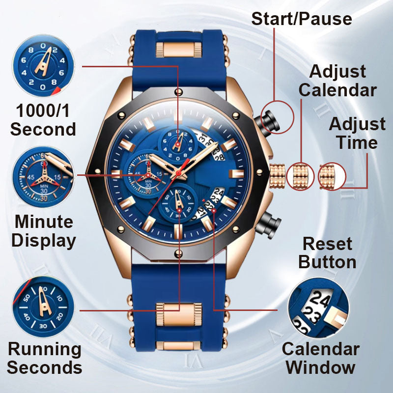 Grand cadran Calendrier Montre d'affaires à quartz