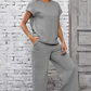 Ensemble 2 pièces décontracté pour femmes avec top en tricot et pantalon large