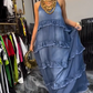 Robe de femme à bretelles spaghetti en tissu denim