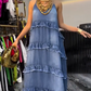 Robe de femme à bretelles spaghetti en tissu denim