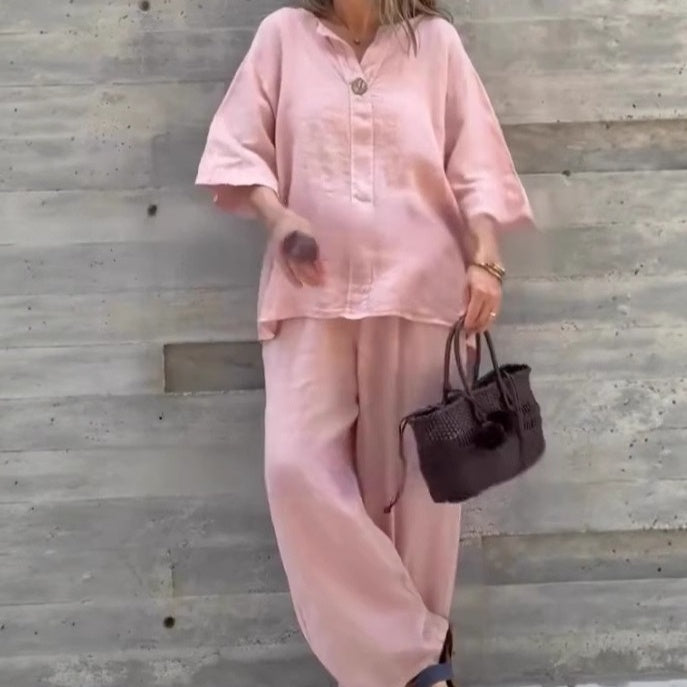 Ensemble 2 pièces pour femmes, composé d'un haut et d'un pantalon amples
