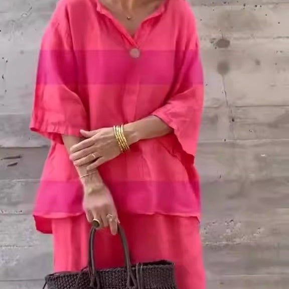 Ensemble 2 pièces pour femmes, composé d'un haut et d'un pantalon amples