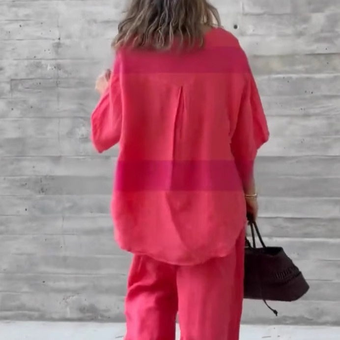 Ensemble 2 pièces pour femmes, composé d'un haut et d'un pantalon amples