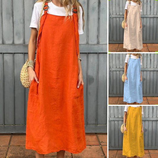 Robe pour femme avec bretelles réglables et poches