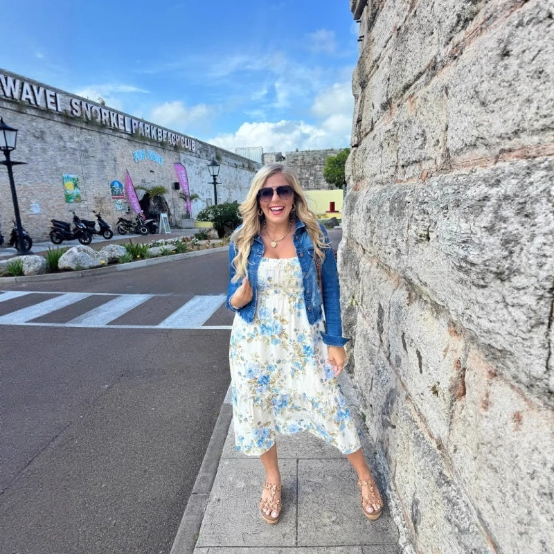 Robe imprimée à col carré et à manches courtes plissées pour femmes