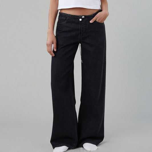 🎀 Pantalon large à taille basse ajustable par un cordon de serrage pour de multiples portés👖