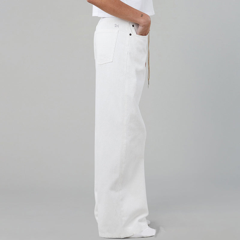 🎀 Pantalon large à taille basse ajustable par un cordon de serrage pour de multiples portés👖