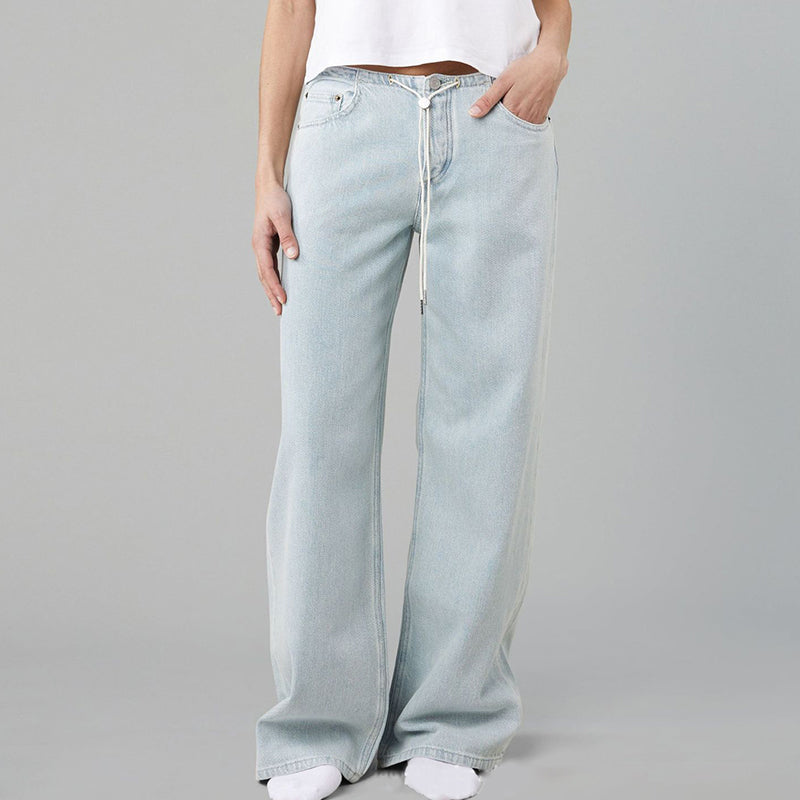 🎀 Pantalon large à taille basse ajustable par un cordon de serrage pour de multiples portés👖