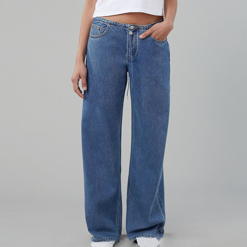 🎀 Pantalon large à taille basse ajustable par un cordon de serrage pour de multiples portés👖