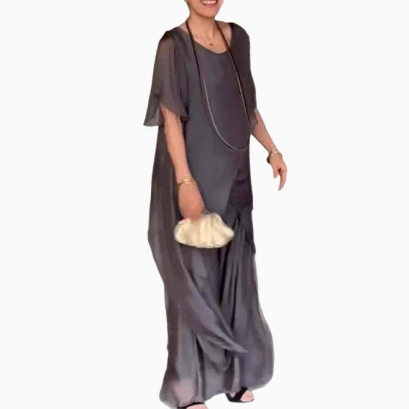 ✨️50% de réduction✨️Ensemble haut irrégulier et pantalon ample pour femme