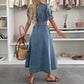 👗Robe chemise boutonnée en denim pour femme💙