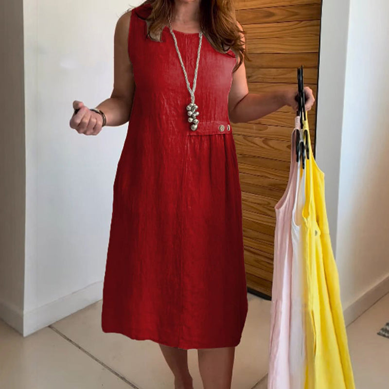 Robe décontractée sans manches à col rond pour femmes