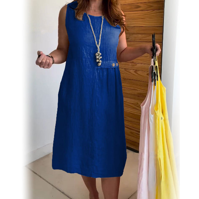 Robe décontractée sans manches à col rond pour femmes
