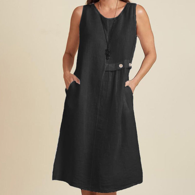Robe décontractée sans manches à col rond pour femmes