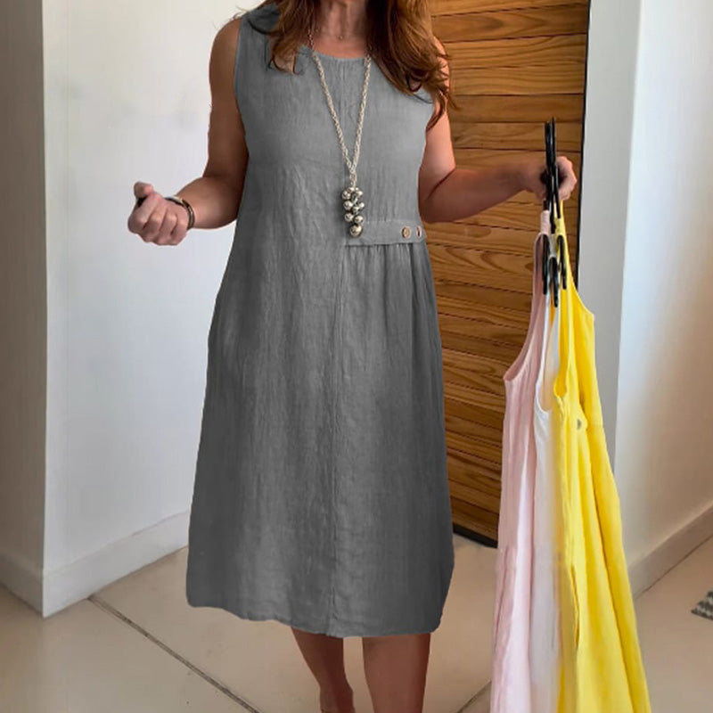 Robe décontractée sans manches à col rond pour femmes