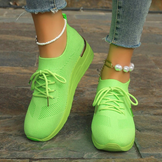 Mocassins à semelles compensées en tricot extensible et respirant pour femmes