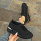 Mocassins à semelles compensées en tricot extensible et respirant pour femmes