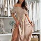 👗 Robe femme longue à manches courtes et épaules dénudées à la mode🌺