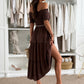 👗 Robe femme longue à manches courtes et épaules dénudées à la mode🌺