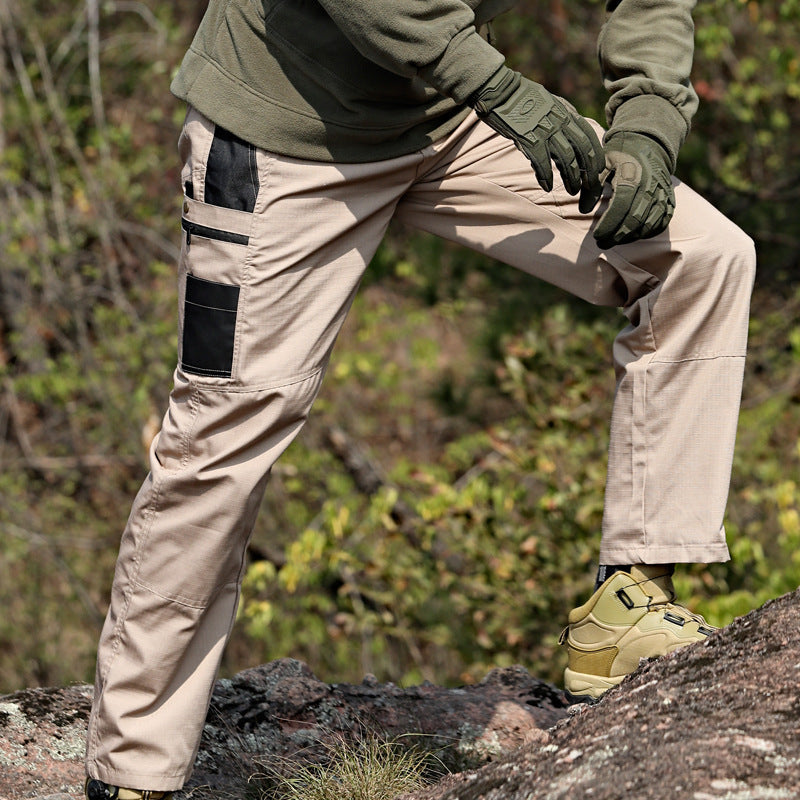 Pantalon cargo long respirant de couleur unie pour hommes